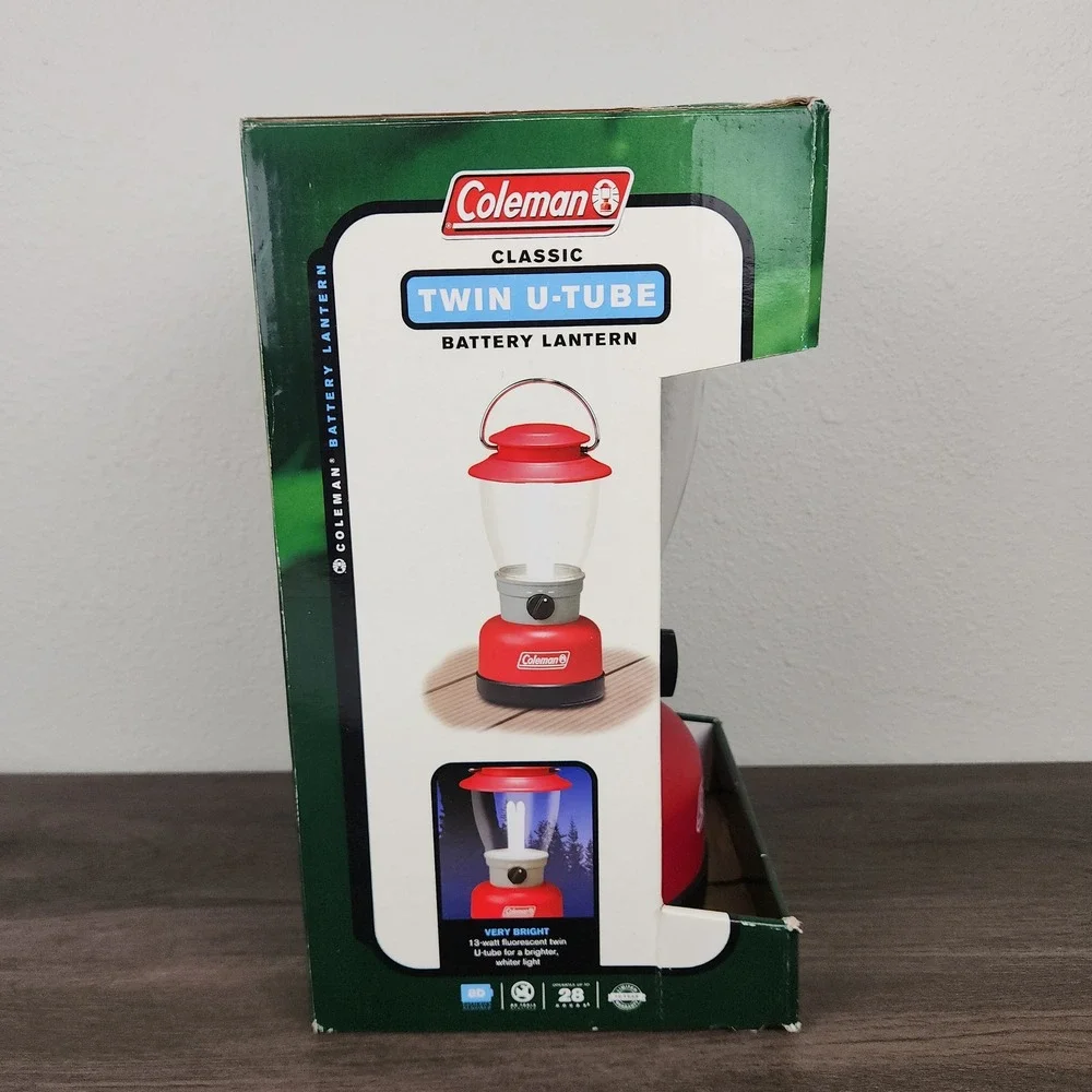 Vintage 2003 NOS Coleman Twin U Tube Battery Lantern Red 5329-700 Camping Lamp